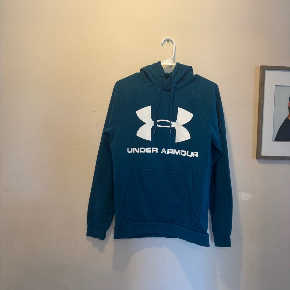 Under Armour Men's Teal Crewneck Hoodie with White Logo